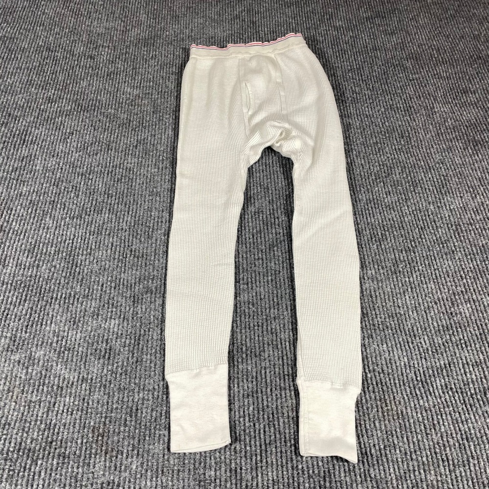 Vintage Thermal Pants Mens Small White Waffle Knit Long Johns Base Layer 80s